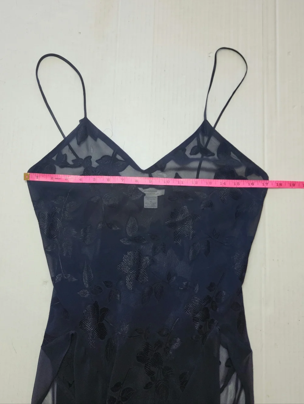 VINTAGE Sheer Black Floral Appliqué Maxi Slip Dress - Picture 3 of 3